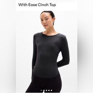 Athleta Black Long Sleeve Ruched Side Tee
